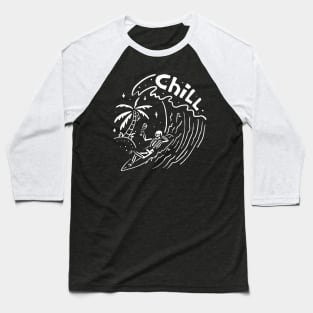 chill skull surfing Baseball T-Shirt